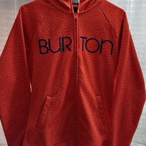 Burton women's dry ride Hoodie size M fitted. Orange and polka dot . like new